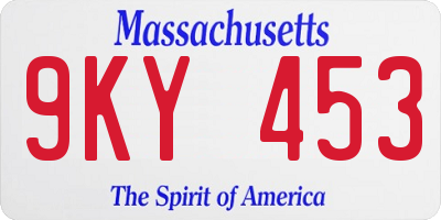 MA license plate 9KY453