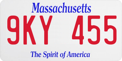 MA license plate 9KY455