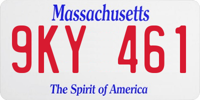 MA license plate 9KY461