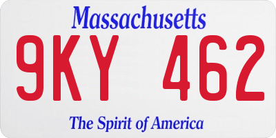 MA license plate 9KY462