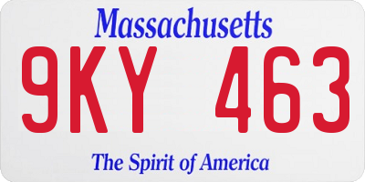 MA license plate 9KY463