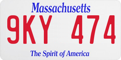 MA license plate 9KY474