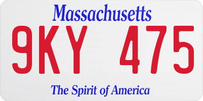 MA license plate 9KY475