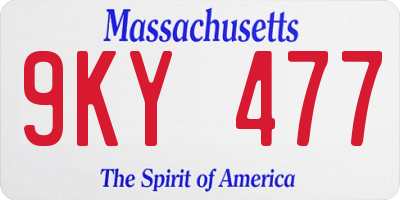 MA license plate 9KY477