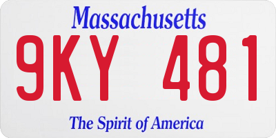 MA license plate 9KY481