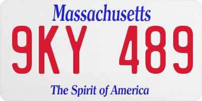MA license plate 9KY489