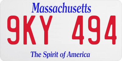 MA license plate 9KY494