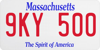 MA license plate 9KY500