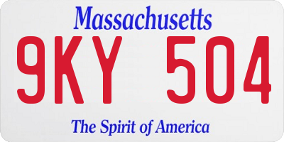 MA license plate 9KY504