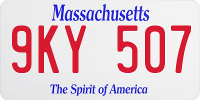 MA license plate 9KY507