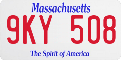 MA license plate 9KY508
