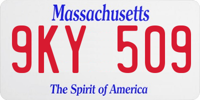MA license plate 9KY509