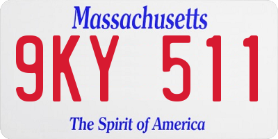 MA license plate 9KY511