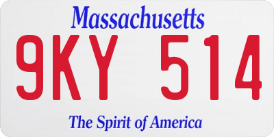 MA license plate 9KY514