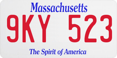 MA license plate 9KY523