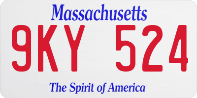 MA license plate 9KY524