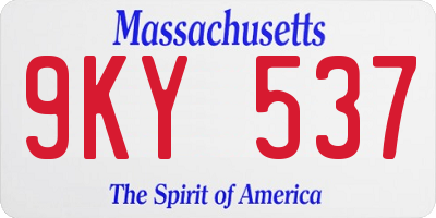 MA license plate 9KY537