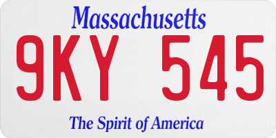 MA license plate 9KY545