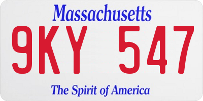 MA license plate 9KY547