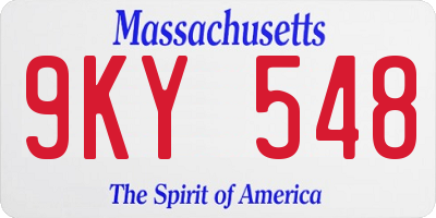 MA license plate 9KY548
