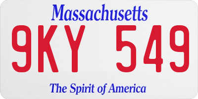 MA license plate 9KY549