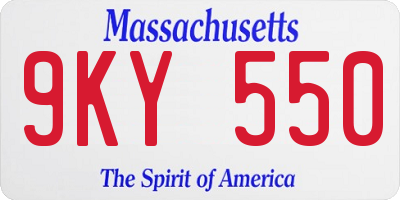 MA license plate 9KY550