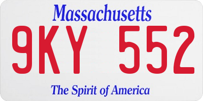 MA license plate 9KY552