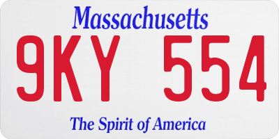 MA license plate 9KY554