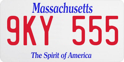 MA license plate 9KY555