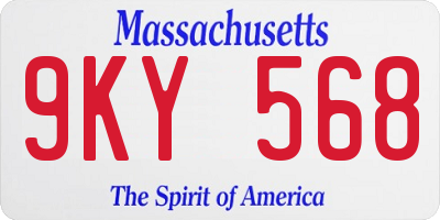 MA license plate 9KY568