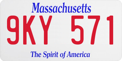 MA license plate 9KY571