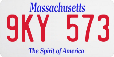 MA license plate 9KY573