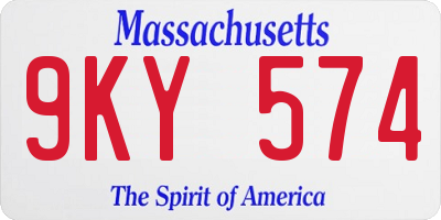 MA license plate 9KY574
