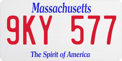 MA license plate 9KY577
