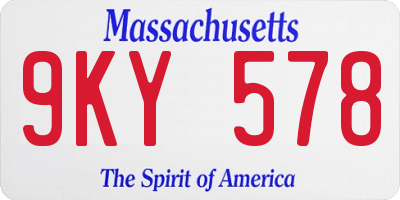 MA license plate 9KY578