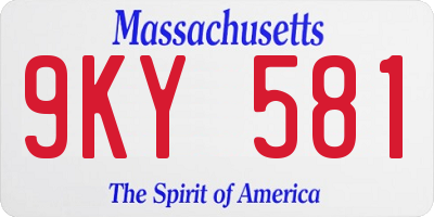 MA license plate 9KY581