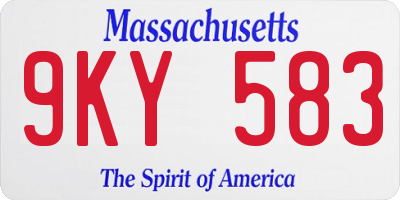 MA license plate 9KY583