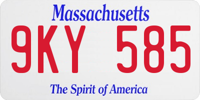 MA license plate 9KY585