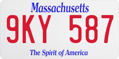 MA license plate 9KY587