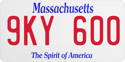 MA license plate 9KY600