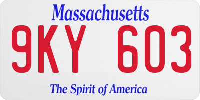 MA license plate 9KY603