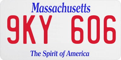 MA license plate 9KY606