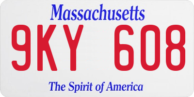 MA license plate 9KY608