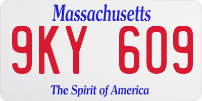 MA license plate 9KY609
