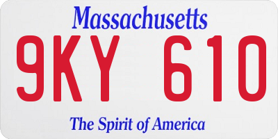 MA license plate 9KY610