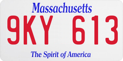 MA license plate 9KY613