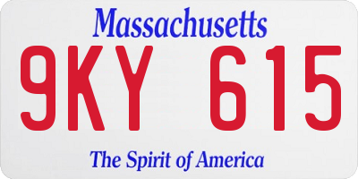 MA license plate 9KY615