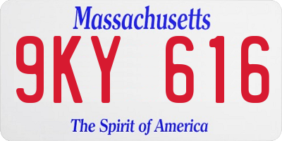 MA license plate 9KY616