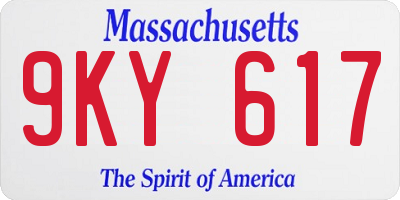 MA license plate 9KY617