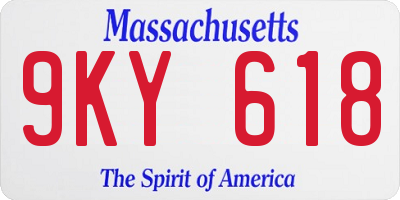 MA license plate 9KY618